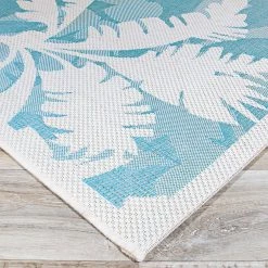 Monaco Coastal Flora Ivory-Turquoise 8 ft. x 11 ft. Indoor/Outdoor Area Rug by Couristan -Artistic Weavers || Couristan Sales Store ivory turquoise couristan outdoor rugs 22163100076109t c3 1000