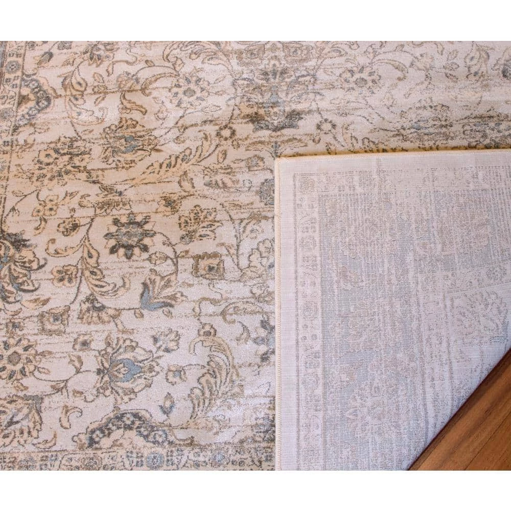 Zahara Embellished Blossom Light Blue-Oatmeal 9 ft. x 12 ft. Area Rug by Couristan 2 Zahara Embellished Blossom Light Blue-Oatmeal 9 ft. x 12 ft. Area Rug by Couristan - Image 2