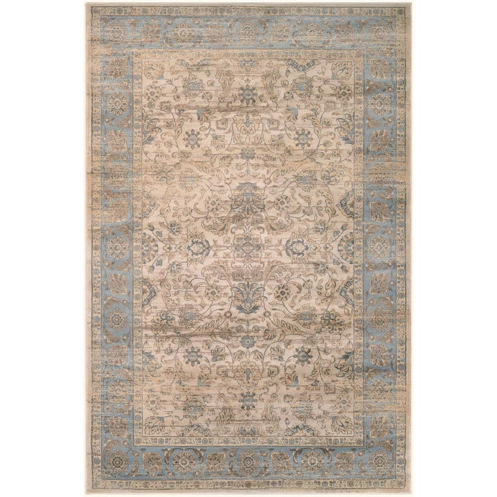 Zahara Embellished Blossom Light Blue-Oatmeal 9 ft. x 12 ft. Area Rug by Couristan 1 Zahara Embellished Blossom Light Blue-Oatmeal 9 ft. x 12 ft. Area Rug by Couristan