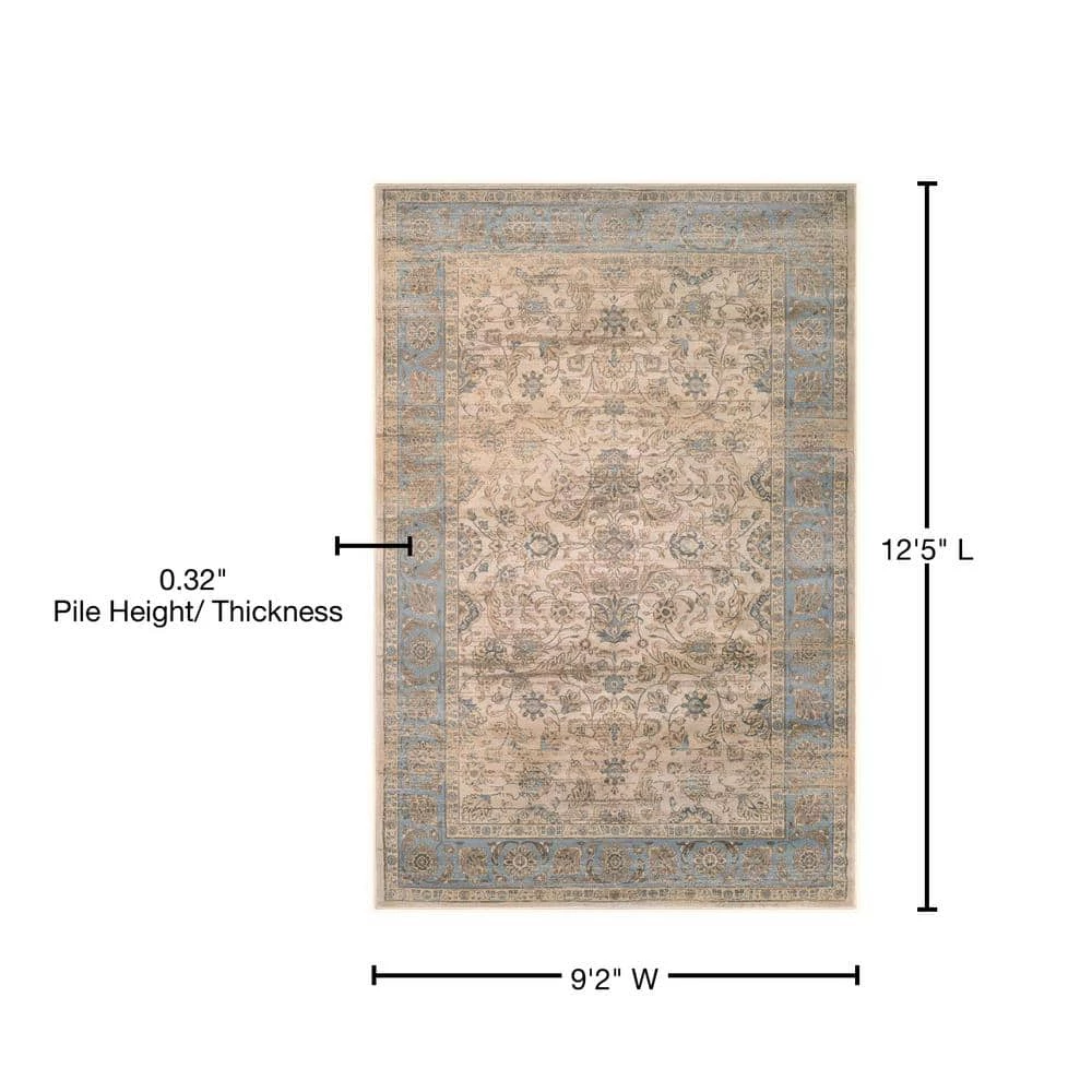 Zahara Embellished Blossom Light Blue-Oatmeal 9 ft. x 12 ft. Area Rug by Couristan 7 Zahara Embellished Blossom Light Blue-Oatmeal 9 ft. x 12 ft. Area Rug by Couristan - Image 7