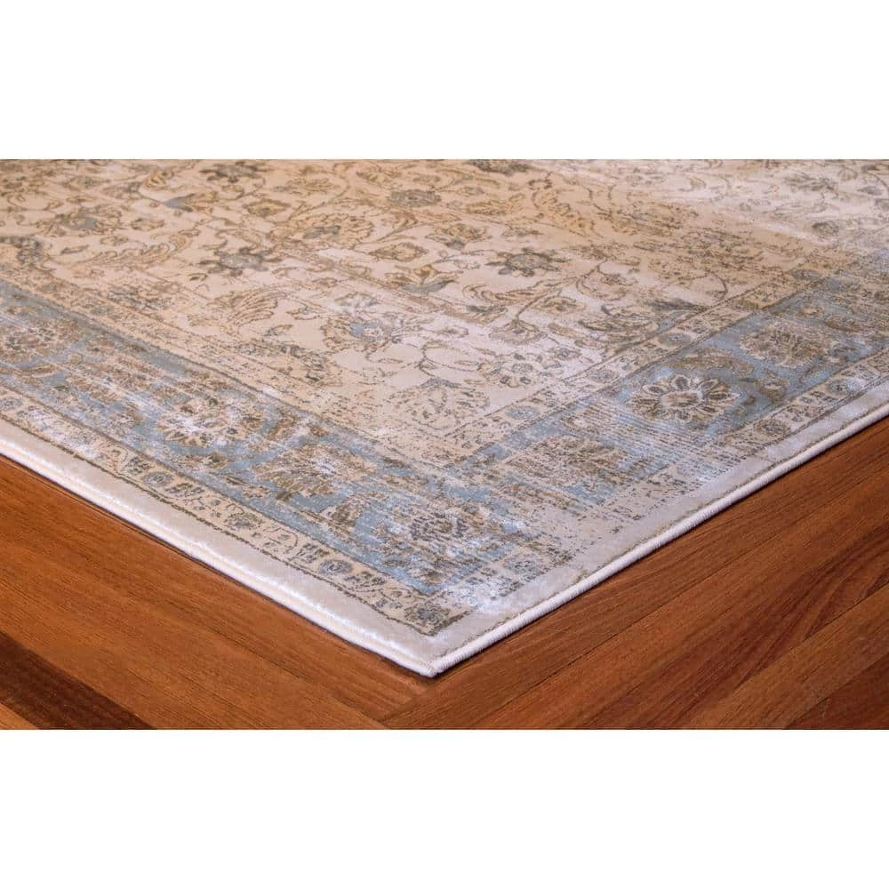 Zahara Embellished Blossom Light Blue-Oatmeal 9 ft. x 12 ft. Area Rug by Couristan 3 Zahara Embellished Blossom Light Blue-Oatmeal 9 ft. x 12 ft. Area Rug by Couristan - Image 3