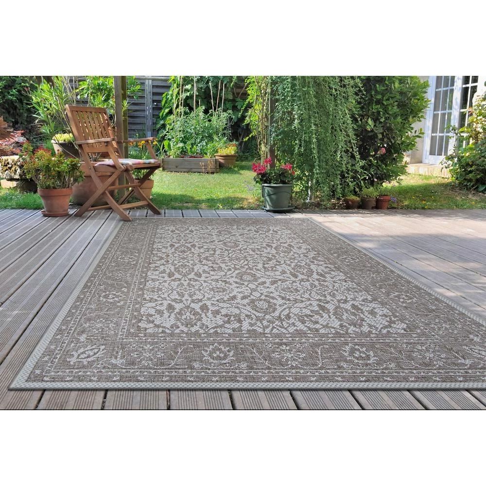 Marseille Carmoux Mushroom 4 ft. x 5 ft. Indoor/Outdoor Area Rug by Couristan 2 Marseille Carmoux Mushroom 4 ft. x 5 ft. Indoor/Outdoor Area Rug by Couristan - Image 2