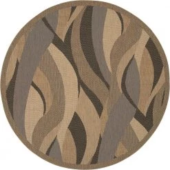 Recife Seagrass Natural-Black 8 ft. 6 in. x 8 ft. 6 in. Round Indoor/Outdoor Area Rug by Couristan
