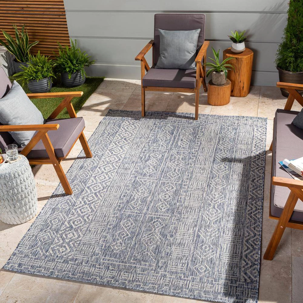 Julian Navy 9 ft. x 12 ft. Global Indoor/Outdoor Area Rug by Artistic Weavers 6 Julian Navy 9 ft. x 12 ft. Global Indoor/Outdoor Area Rug by Artistic Weavers - Image 6