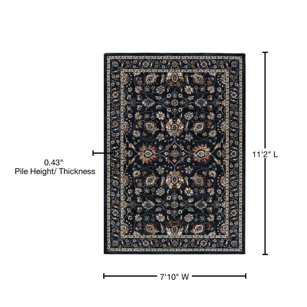 Monarch Kerman Vase Navy 8 ft. x 11 ft. Area Rug by Couristan 2 Monarch Kerman Vase Navy 8 ft. x 11 ft. Area Rug by Couristan - Image 2