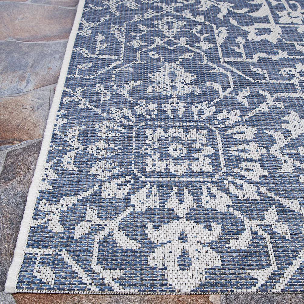 Monte Carlo Palmette Navy-Ivory 7 ft. 6 in. x 10 ft. 9 in. Indoor/Outdoor Area Rug by Couristan 5 Monte Carlo Palmette Navy-Ivory 7 ft. 6 in. x 10 ft. 9 in. Indoor/Outdoor Area Rug by Couristan - Image 5