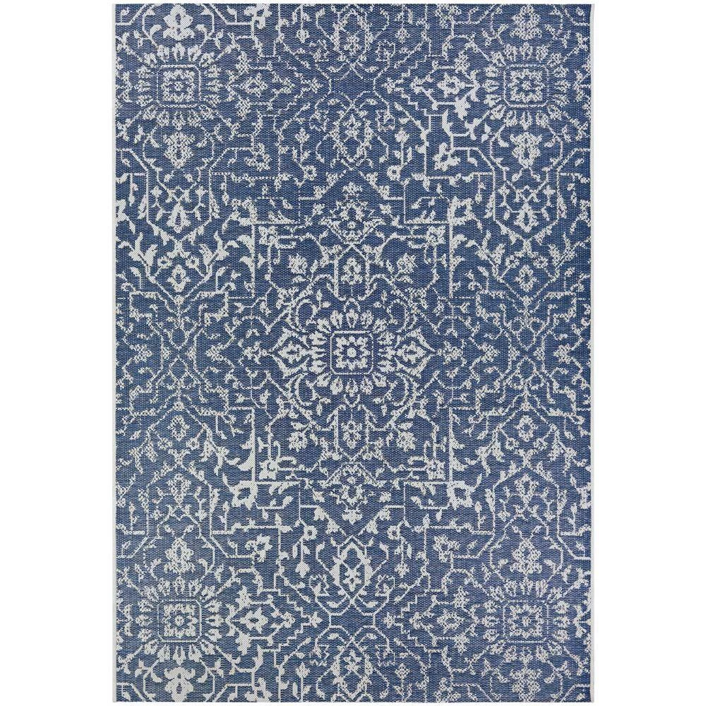 Monte Carlo Palmette Navy-Ivory 7 ft. 6 in. x 10 ft. 9 in. Indoor/Outdoor Area Rug by Couristan 1 Monte Carlo Palmette Navy-Ivory 7 ft. 6 in. x 10 ft. 9 in. Indoor/Outdoor Area Rug by Couristan
