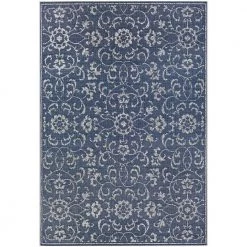 Monte Carlo Summer Vines Navy-Ivory 3 ft. 9 in. x 5 ft. 5 in. Indoor/Outdoor Area Rug by Couristan