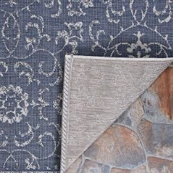 Monte Carlo Summer Vines Navy-Ivory 3 ft. 9 in. x 5 ft. 5 in. Indoor/Outdoor Area Rug by Couristan -Artistic Weavers || Couristan Sales Store navy ivory couristan outdoor rugs 23316427039055t 66 1000