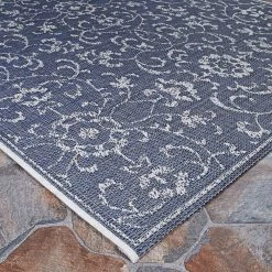 Monte Carlo Summer Vines Navy-Ivory 3 ft. 9 in. x 5 ft. 5 in. Indoor/Outdoor Area Rug by Couristan -Artistic Weavers || Couristan Sales Store navy ivory couristan outdoor rugs 23316427039055t c3 1000