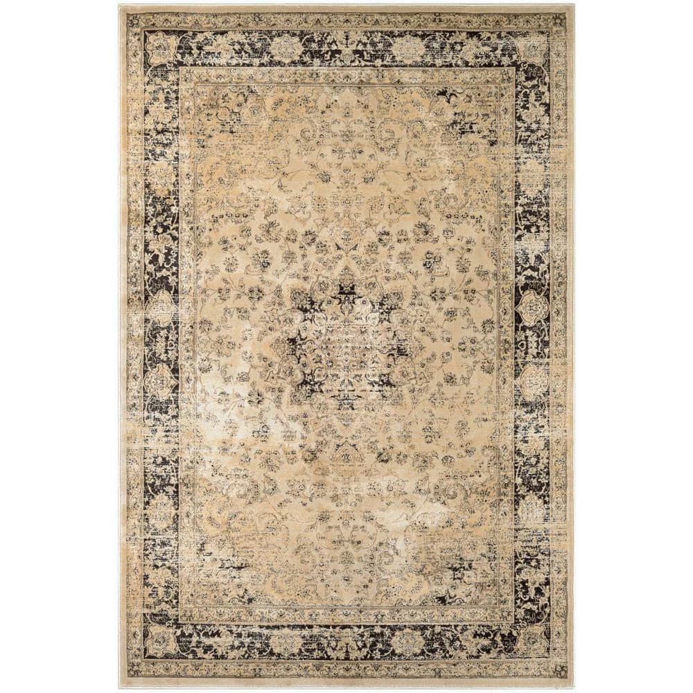 Zahara Persian Vase Oatmeal-Black 5 ft. x 8 ft. Area Rug by Couristan 1 Zahara Persian Vase Oatmeal-Black 5 ft. x 8 ft. Area Rug by Couristan