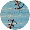 Outdoor Escape Anchorbend Ocean Blue 8 ft. x 8 ft. Round Indoor/Outdoor Area Rug by Couristan