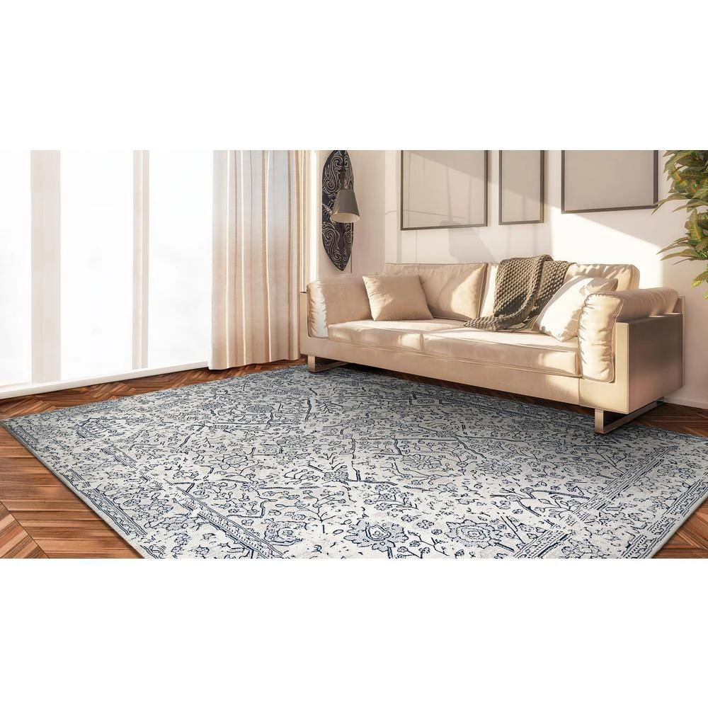 Marina Lillian Oyster-Slate Blue 8 ft. x 11 ft. Area Rug by Couristan 9 Marina Lillian Oyster-Slate Blue 8 ft. x 11 ft. Area Rug by Couristan - Image 9