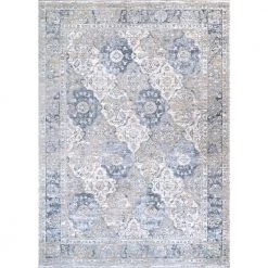 Couture Persian Tiles Pewter-Modern Beige 8 ft. x 11 ft. Area Rug by Couristan