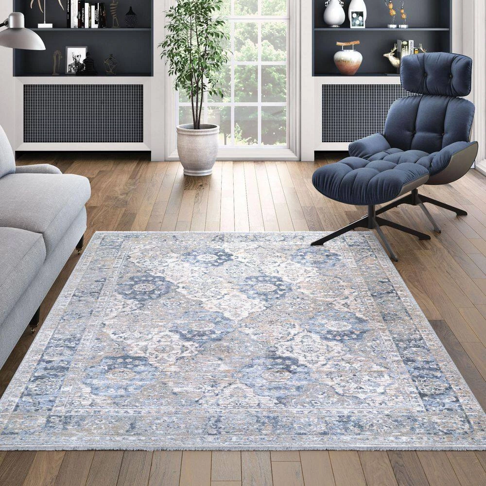 Couture Persian Tiles Pewter-Modern Beige 8 ft. x 11 ft. Area Rug by Couristan 2 Couture Persian Tiles Pewter-Modern Beige 8 ft. x 11 ft. Area Rug by Couristan - Image 2