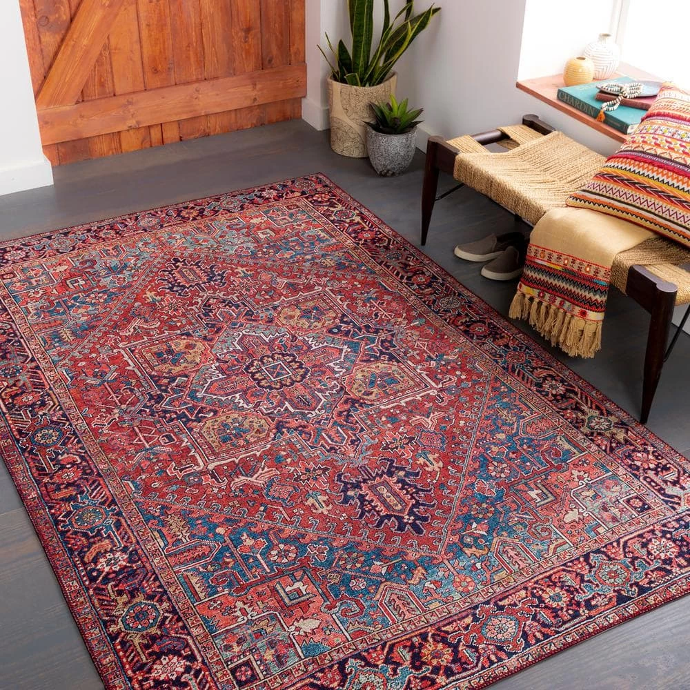 Ferran Red/Blue 7 ft. 6 in. x 9 ft. 6 in. Area Rug by Artistic Weavers 3 Ferran Red/Blue 7 ft. 6 in. x 9 ft. 6 in. Area Rug by Artistic Weavers - Image 3